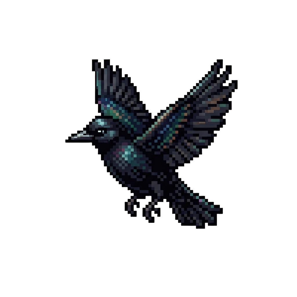 A Glossy Black Starling with Sudden Wingspan