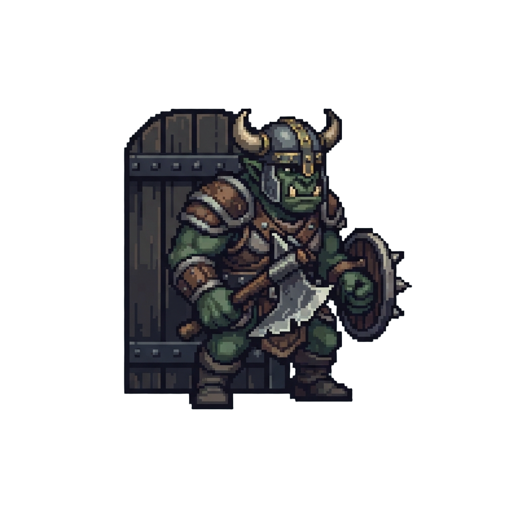 A Stoic Orc Stronghold Warrior Guarding the Gate