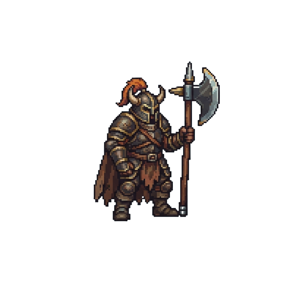 A Heavy-armored Bandit Chief Wielding a Giant Battleaxe