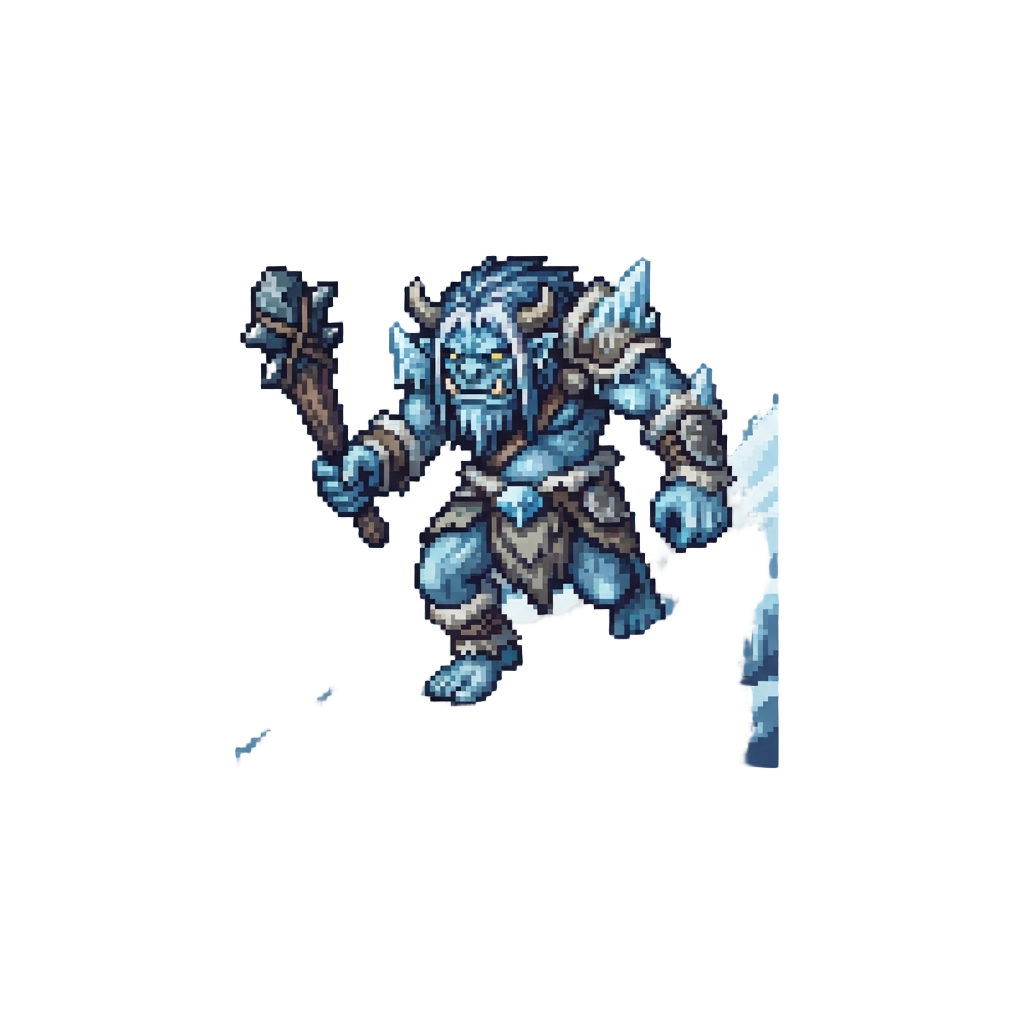 A Towering Frost Troll Charging Down a Snowy Slope