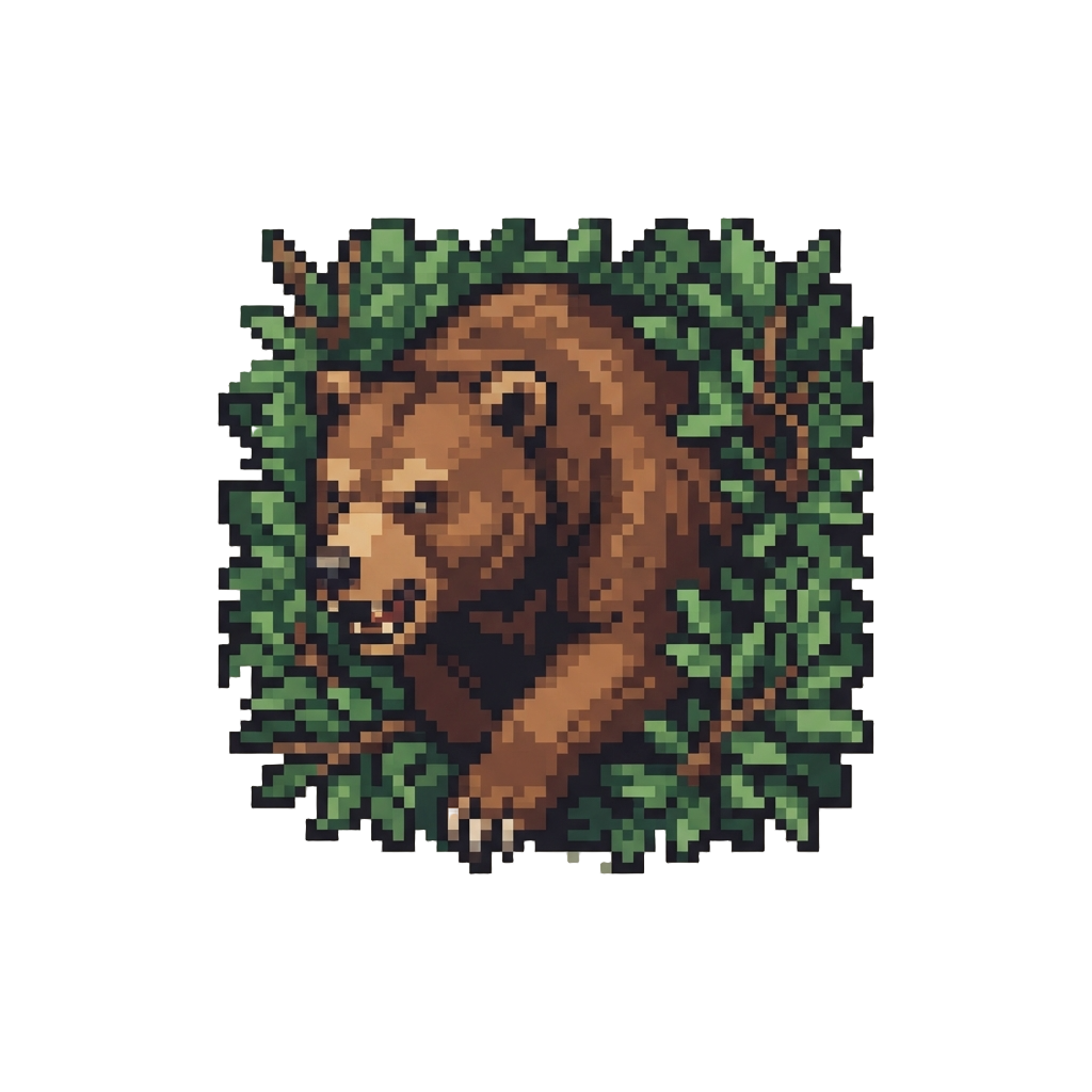 A Bear Charging Out From Dense Brush