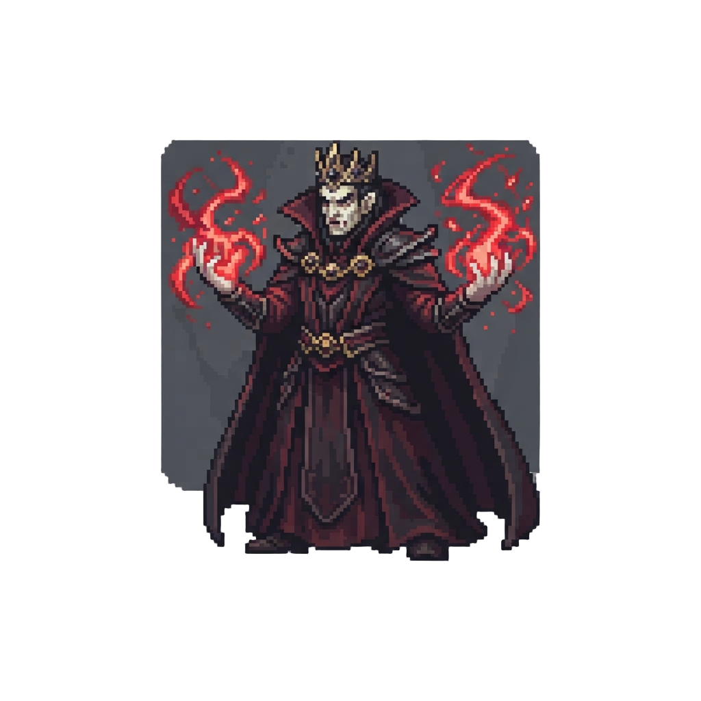 A Dark Vampire Lord Casting Blood Magic in a Cave