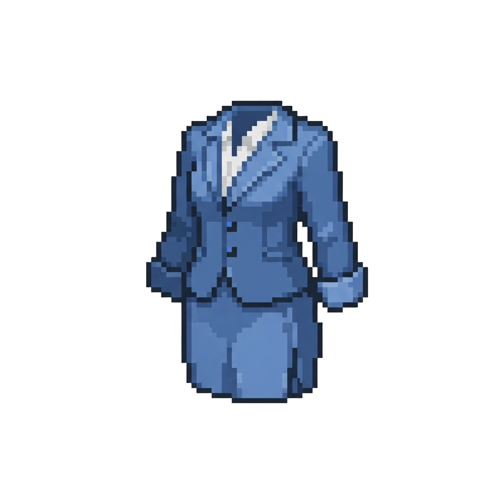 A Blue Business Suit with Skirt