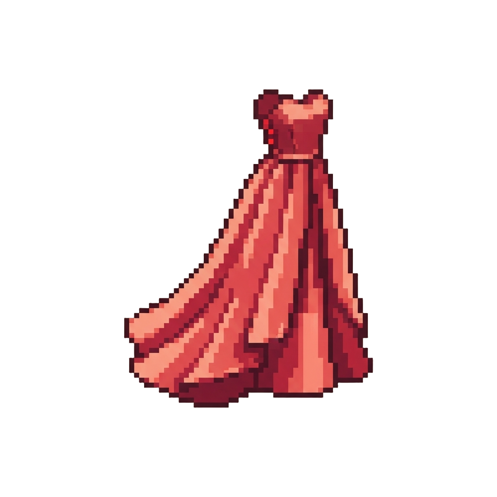 A Long Flowing Red Evening Gown