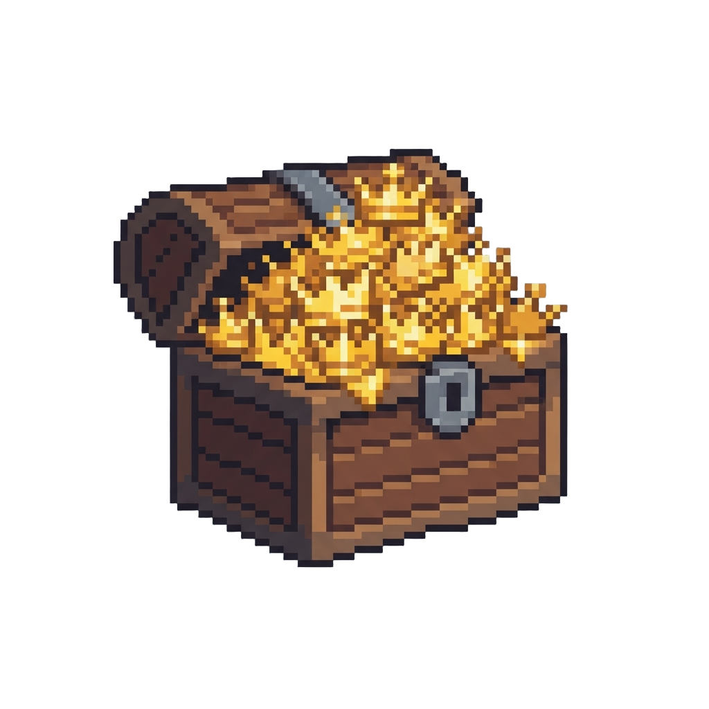 A Giant Wooden Chest Bursting with Gold Crowns