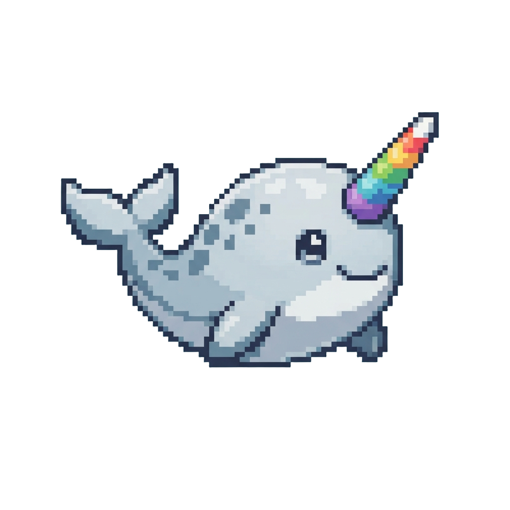 A Gigantic Cute Narwhal with a Rainbow Horn