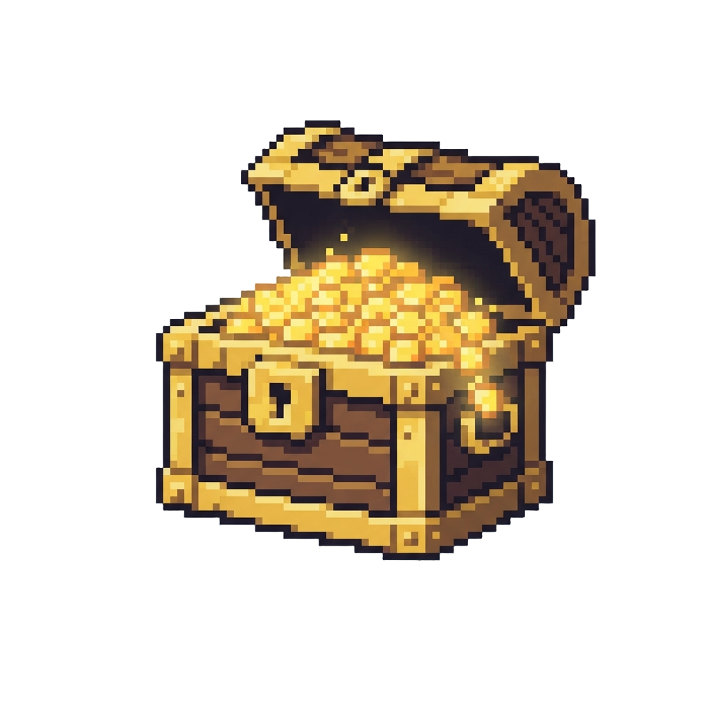 A Giant Golden Pirate Chest Bursting with Glowing Coins