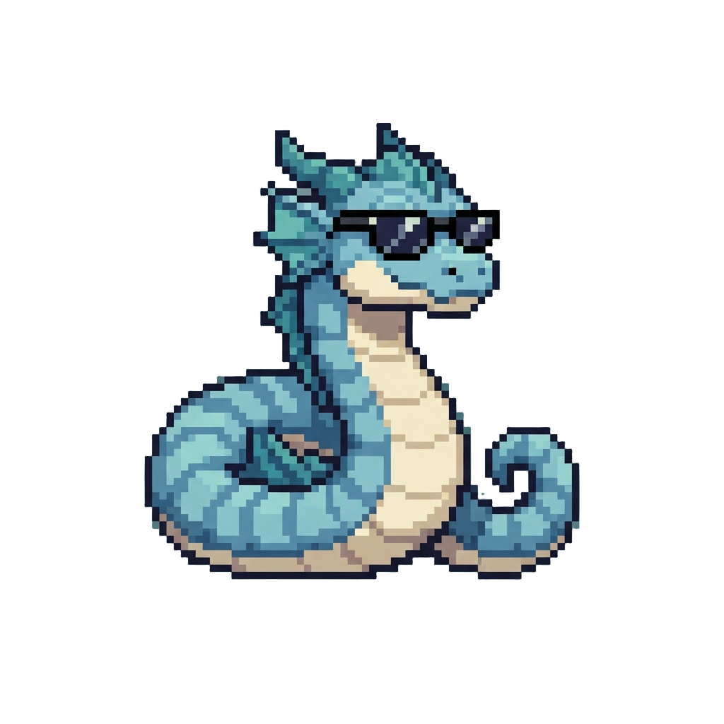 A Huge Cartoon Sea Serpent Wearing Sunglasses