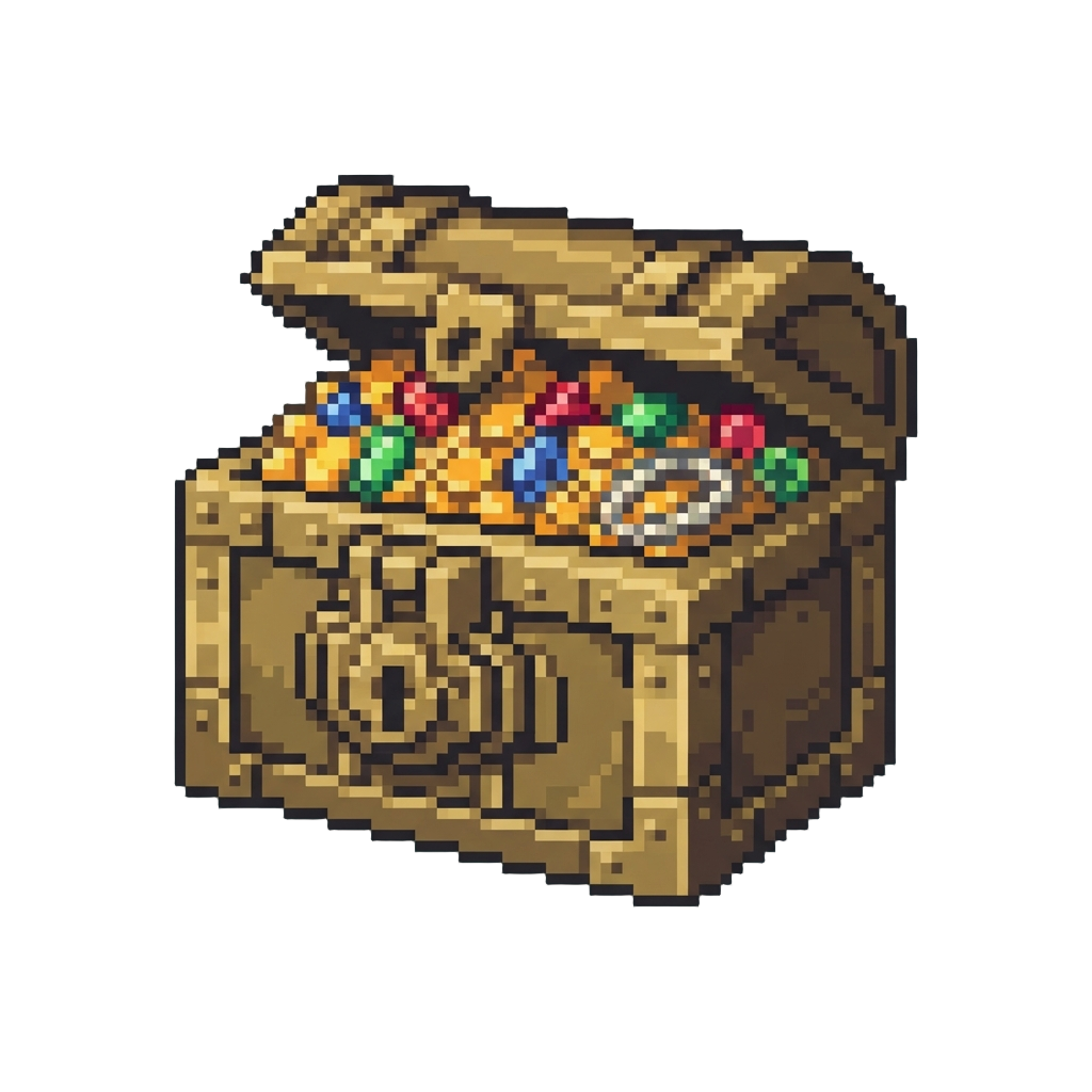 A Colossal Brass Lockbox Overflowing with Glittering Treasure