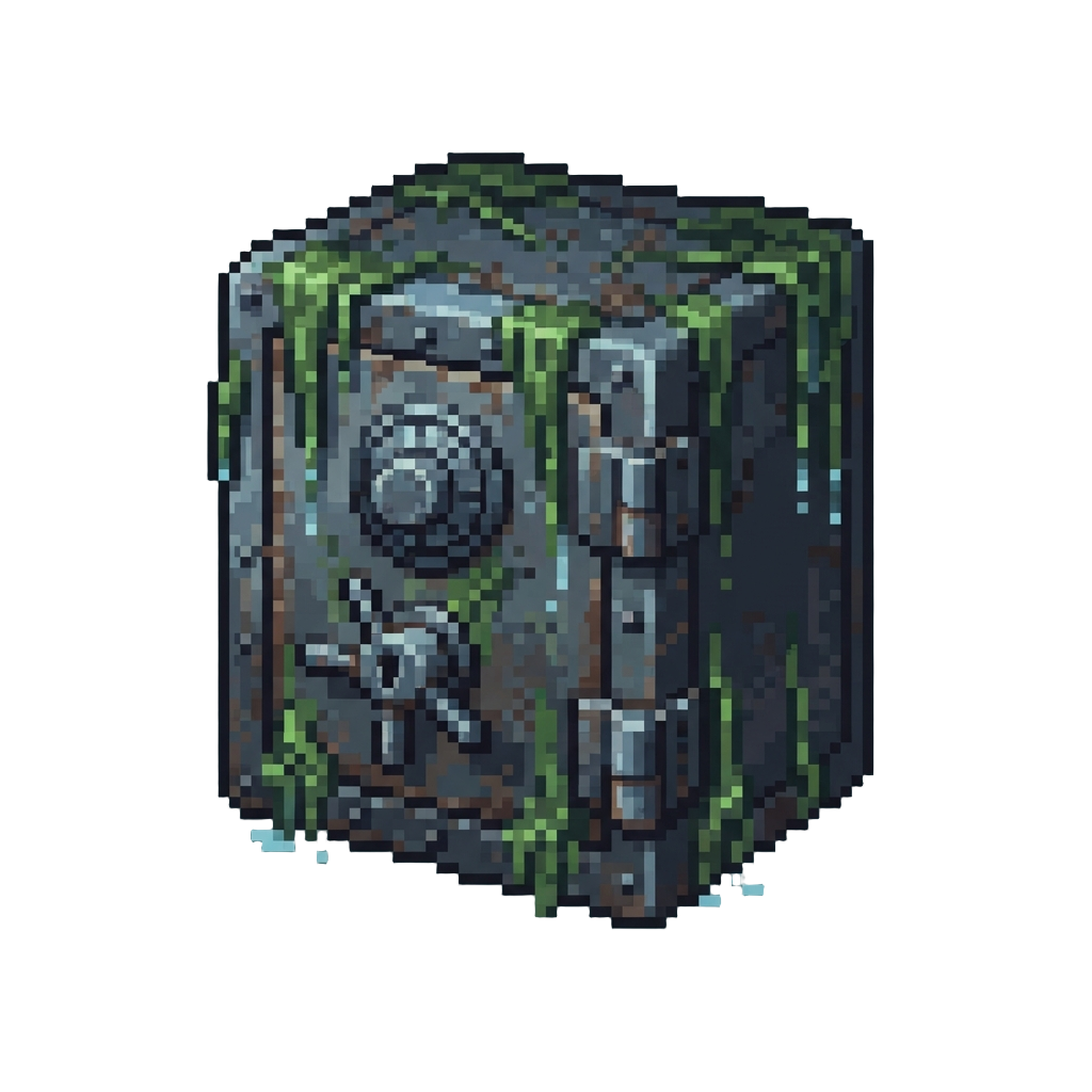A Huge Iron Sunken Safe Dripping Seaweed