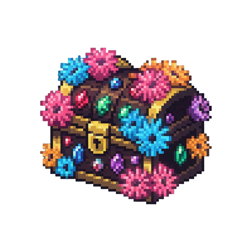 A Giant Jeweled Trunk Covered in Glowing Sea Anemones