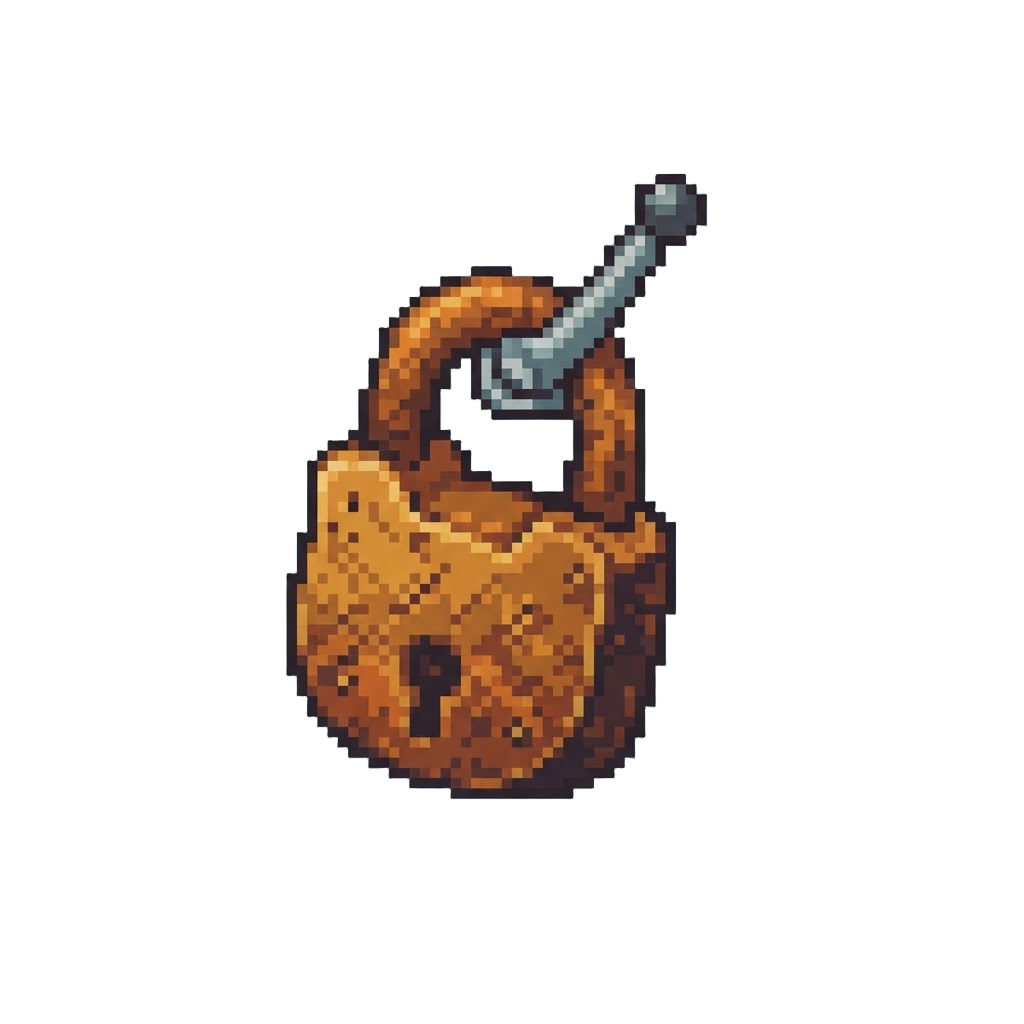 A Giant Rusty Padlock Hanging From the Ice Cream Lever