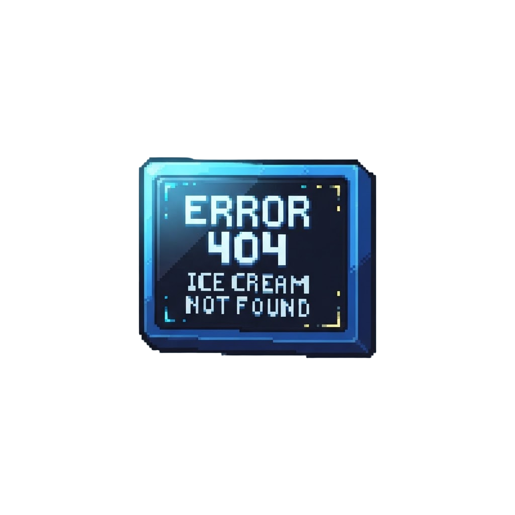 A Digital Error Code Banner Flashing Error 404 Ice Cream Not Found
