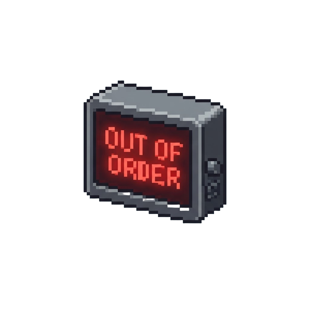 A Glowing Red Led Screen Reading Out of Order