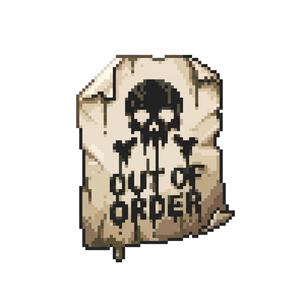 A Dripping Out-of-order Poster with a Skull and Crossbones