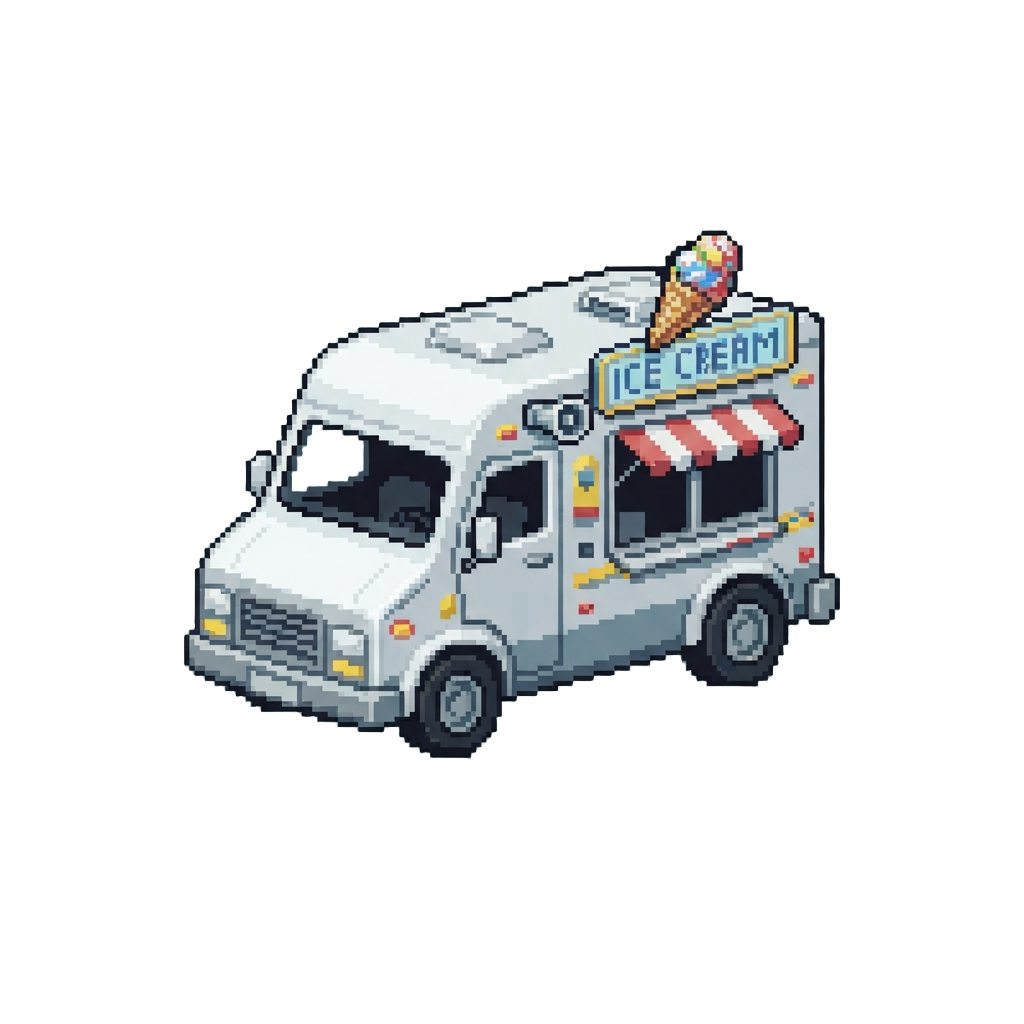 A Plastic White Ice Cream Truck