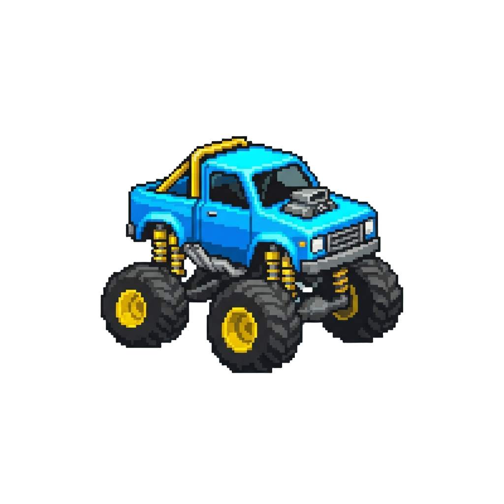 A Neon Blue Mini Monster Truck