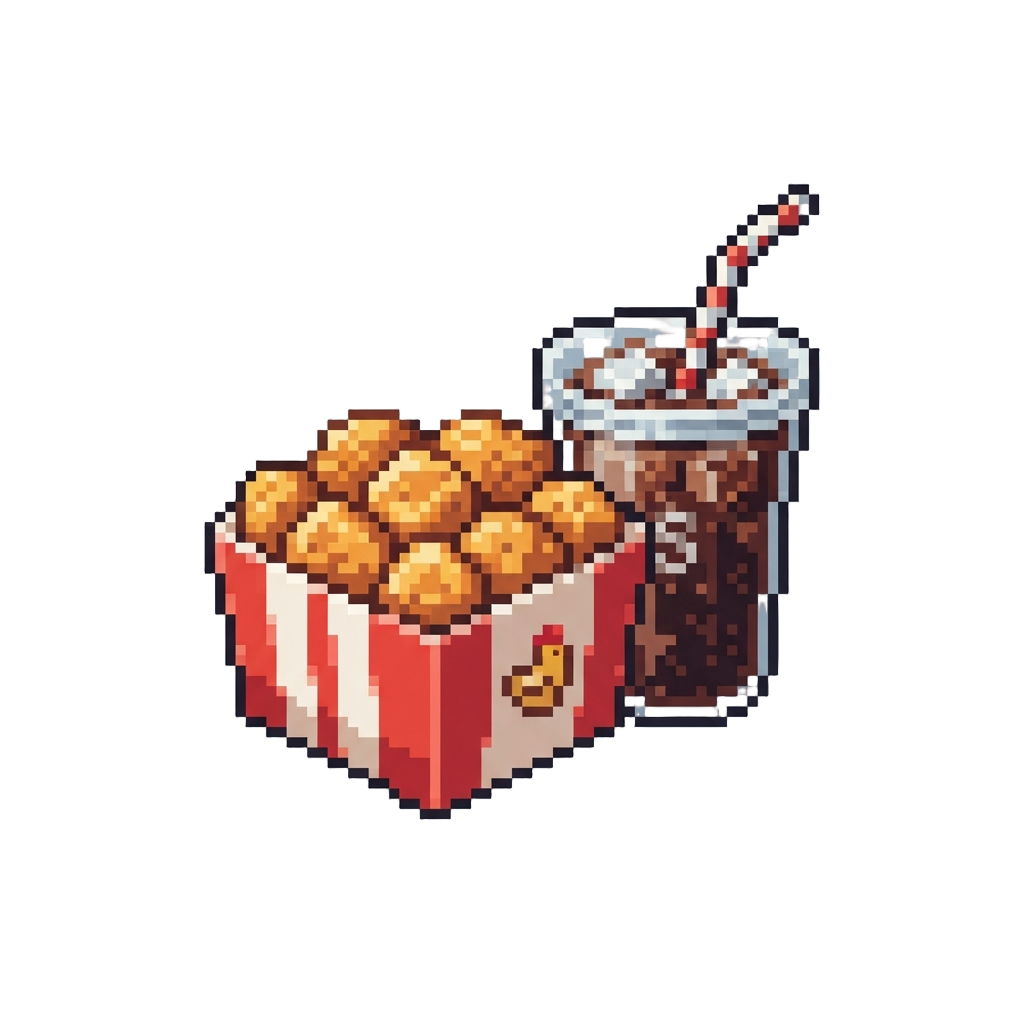 A Combo Meal of Popcorn Chicken and Soda