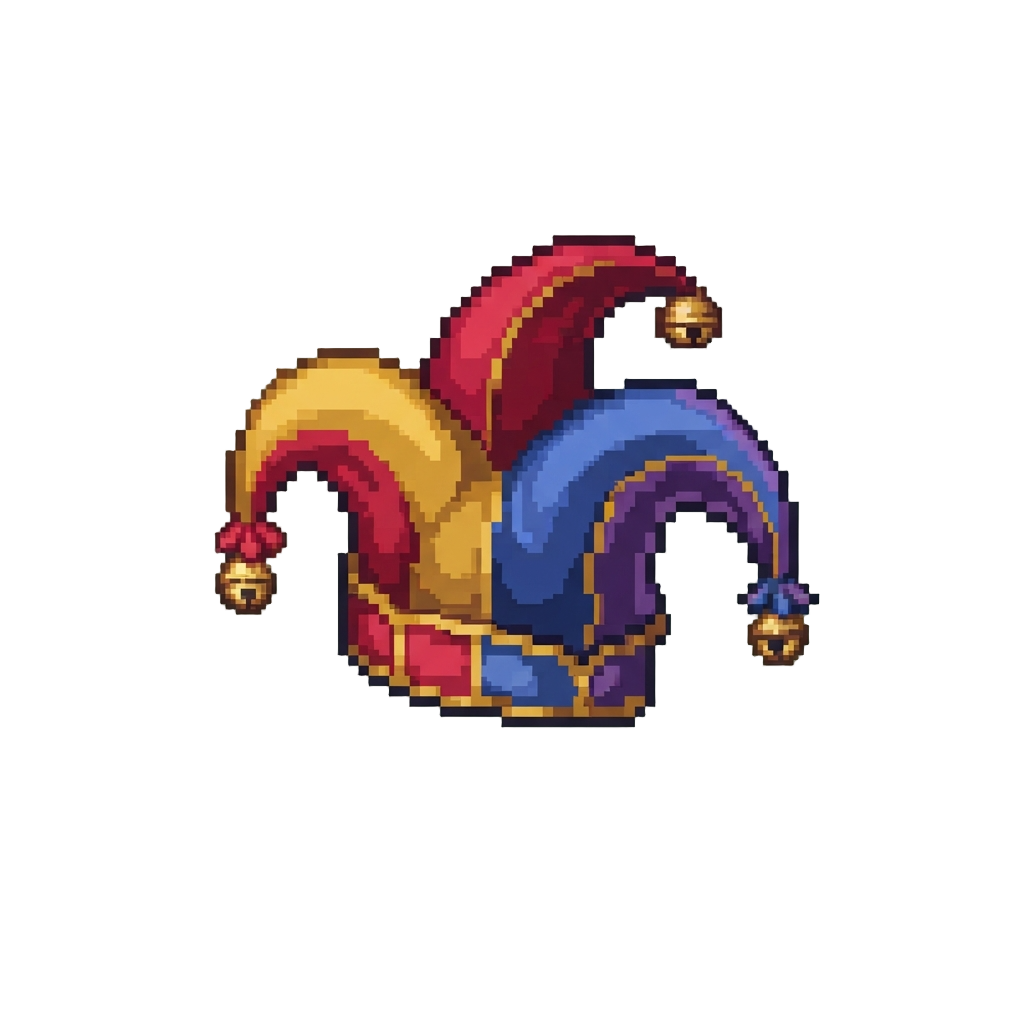 A Silky Tri-pointed Jester Hat with Tiny Ringing Bells