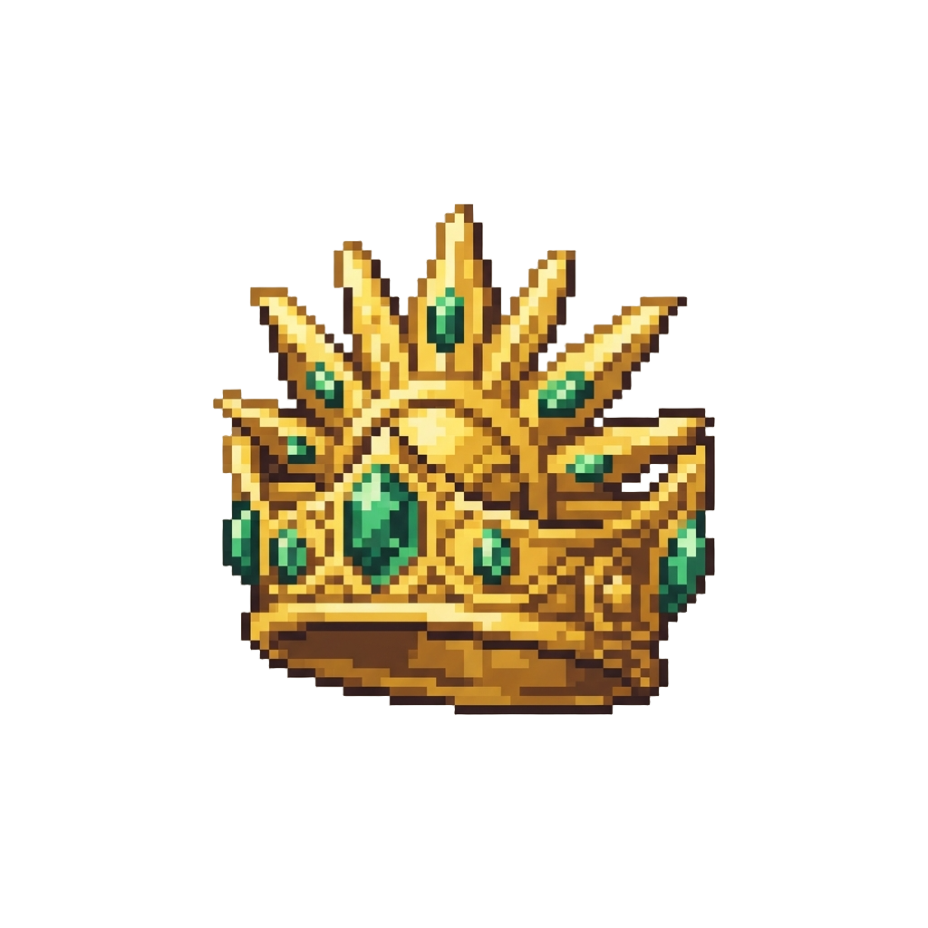 A Grand Golden Sunburst Crown Adorned with Emeralds