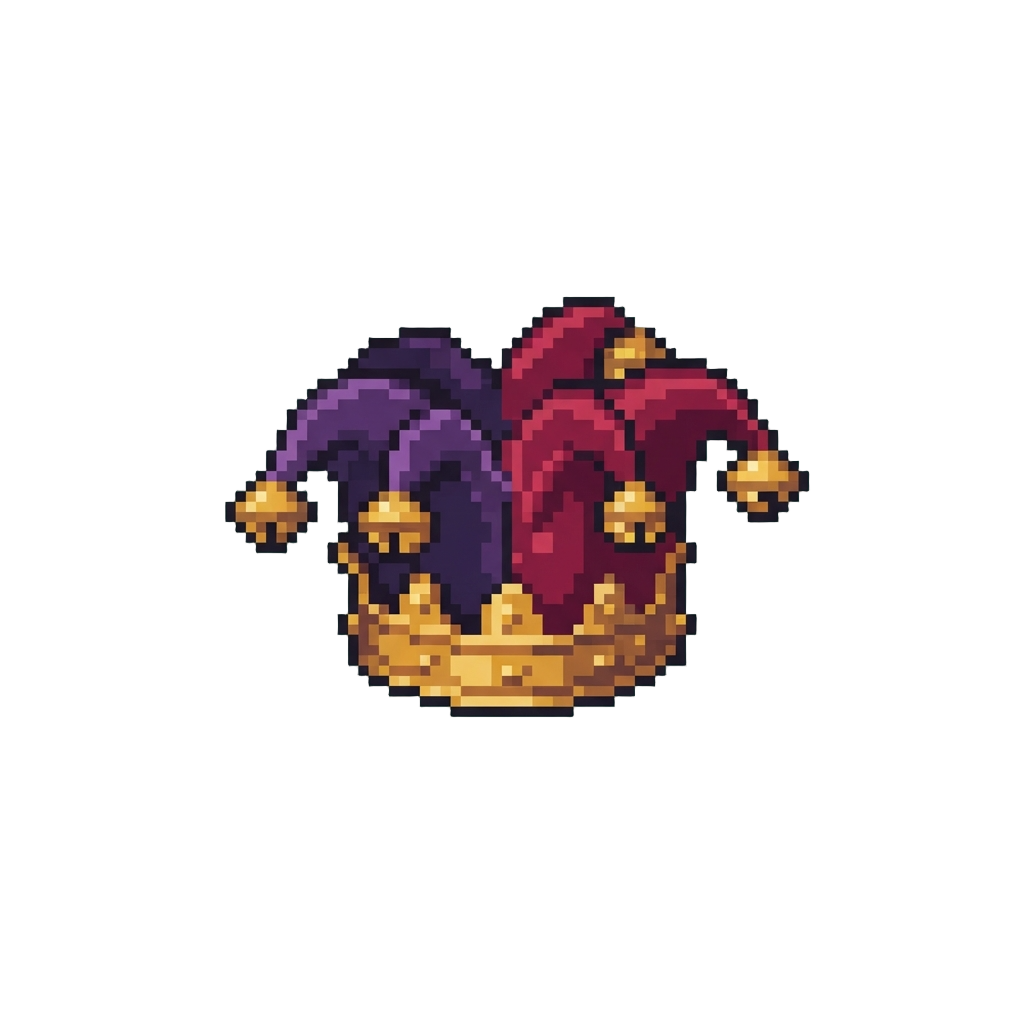 A Colorful Velvet Jester Crown with Golden Bells