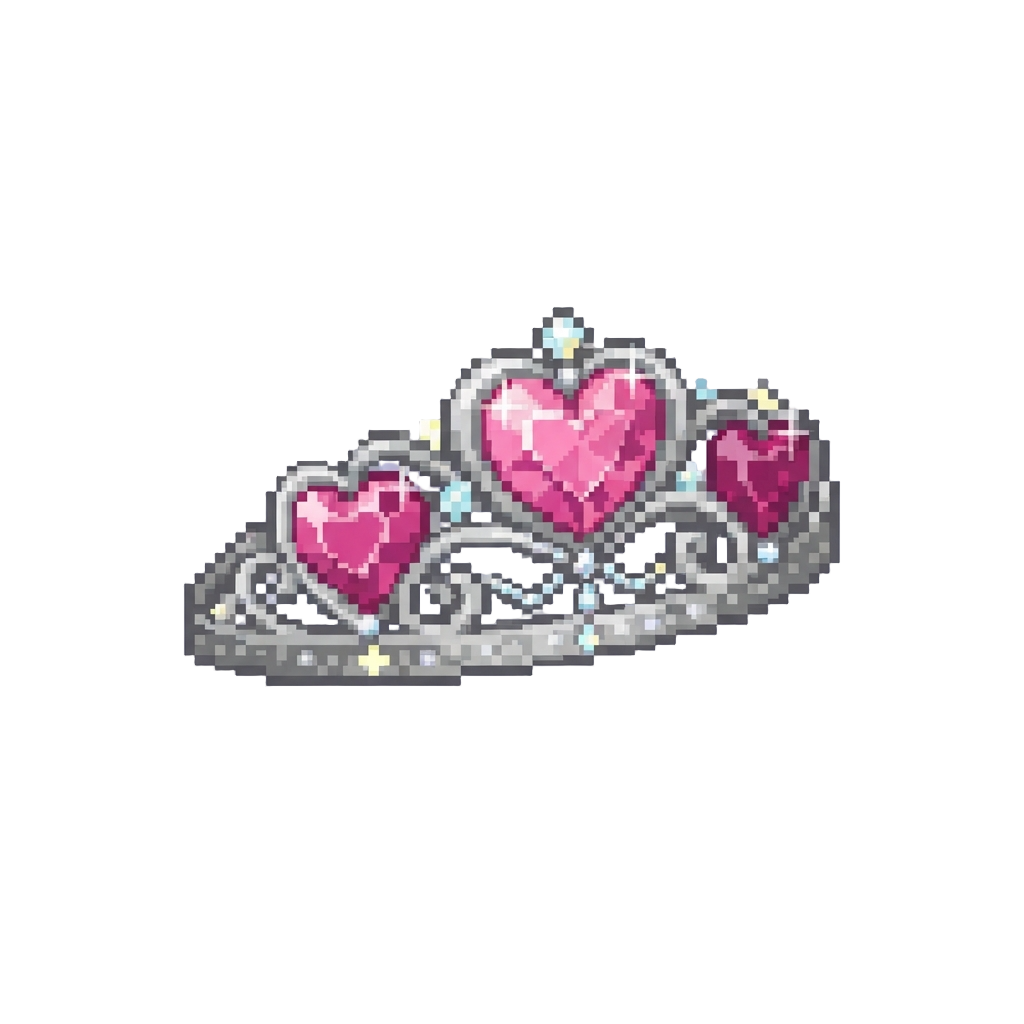 A Delicate Crystal Princess Tiara with Pink Diamond Hearts