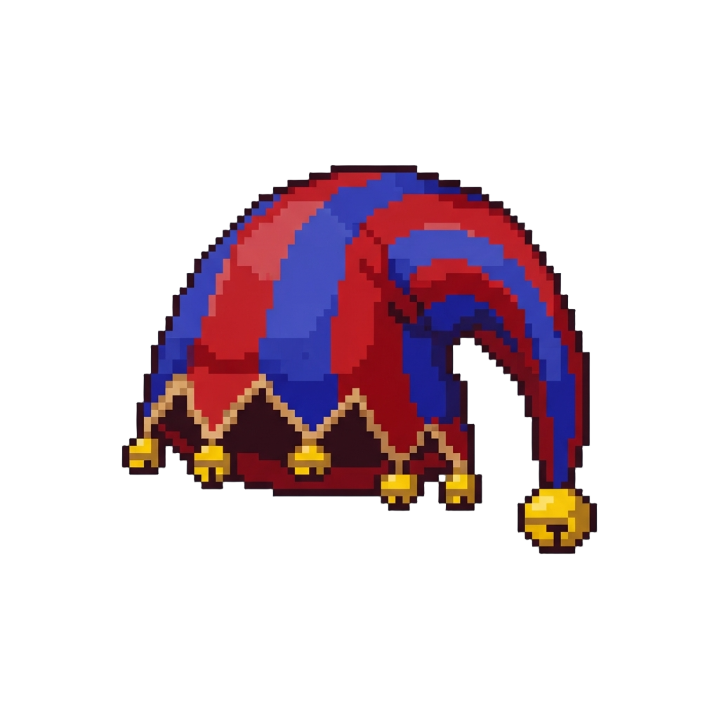 A Comical Striped Jester Hat That Droops Over One Eye