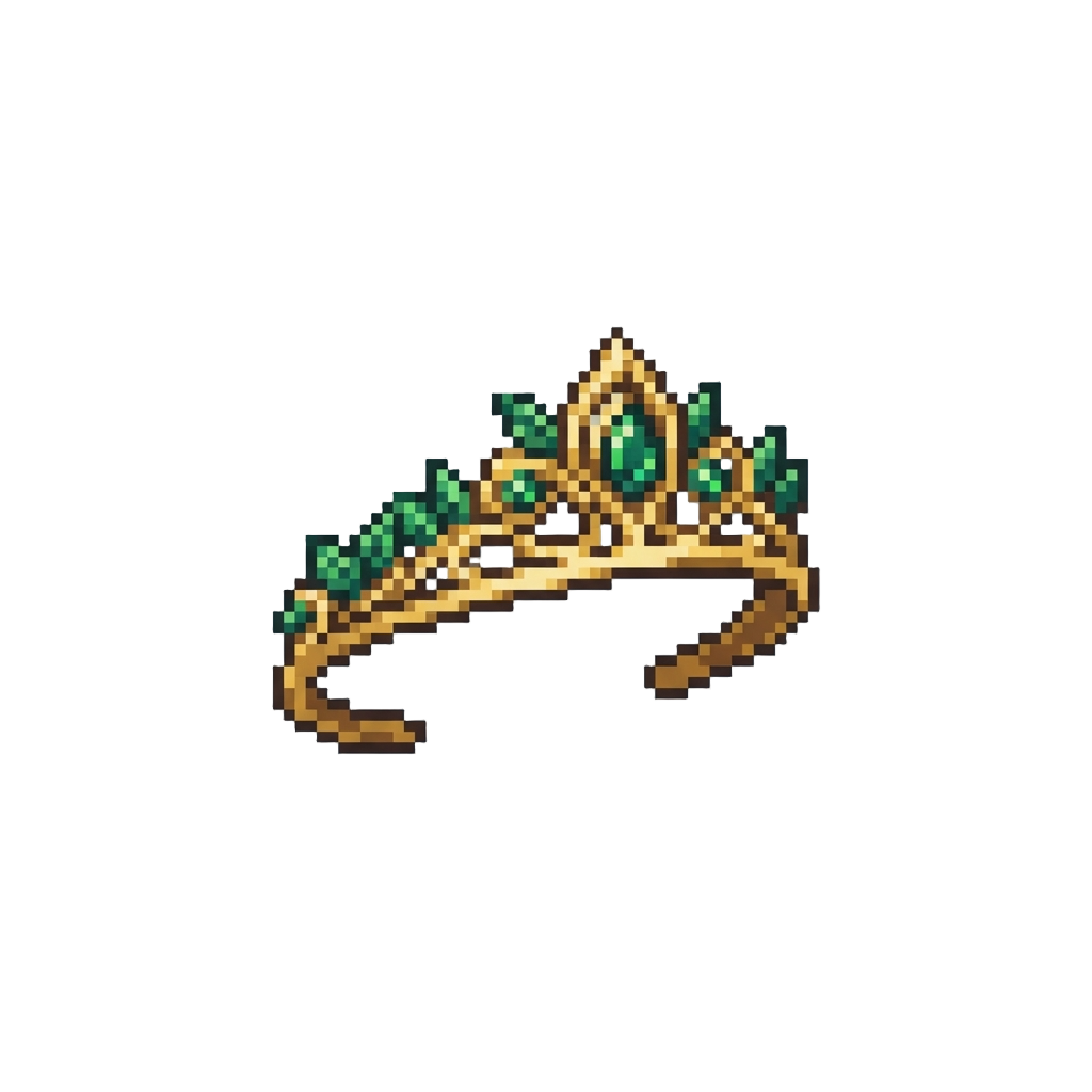 A Petite Golden Fairytale Tiara with Emerald Leaves
