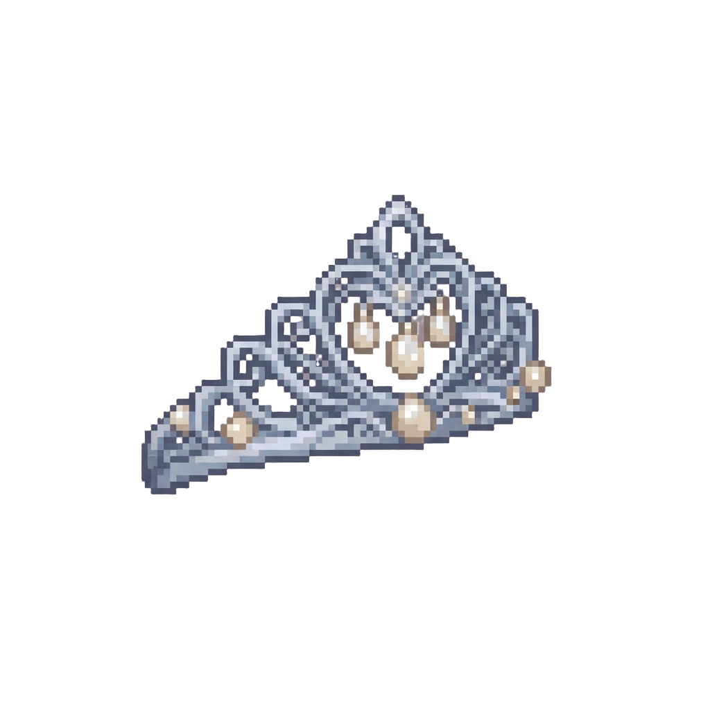 A Dainty Silver Princess Tiara Adorned with Pearl Teardrops