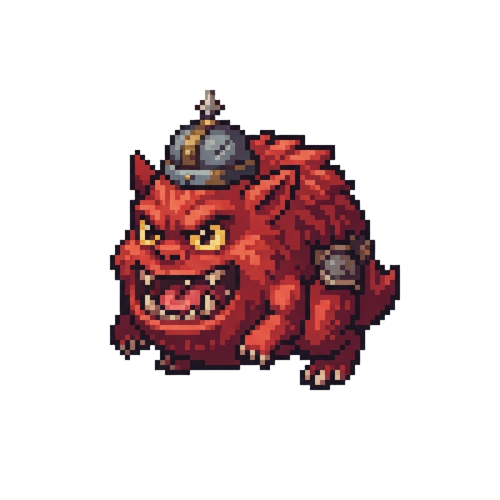 A Furry Attack Squig Wearing a Tiny Helmet