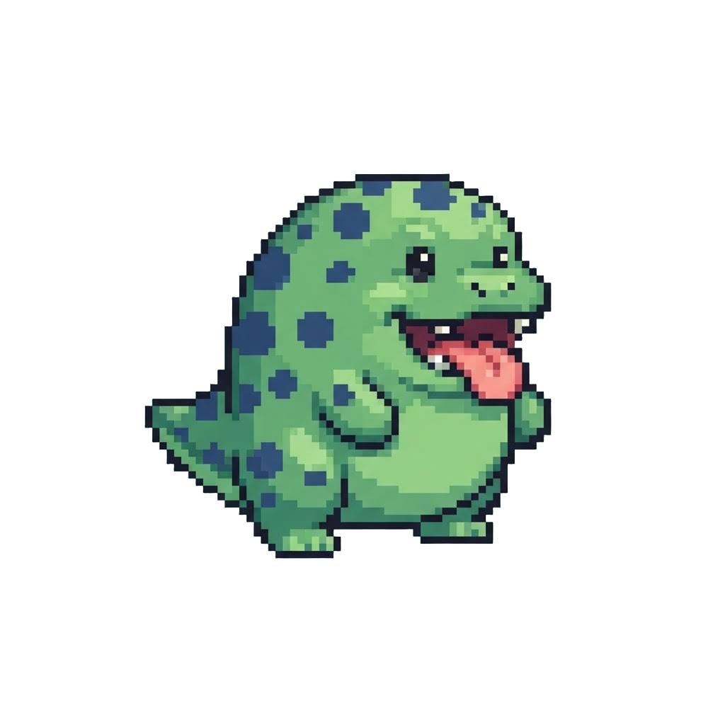 A Chubby Polka-dotted Squig Happily Panting