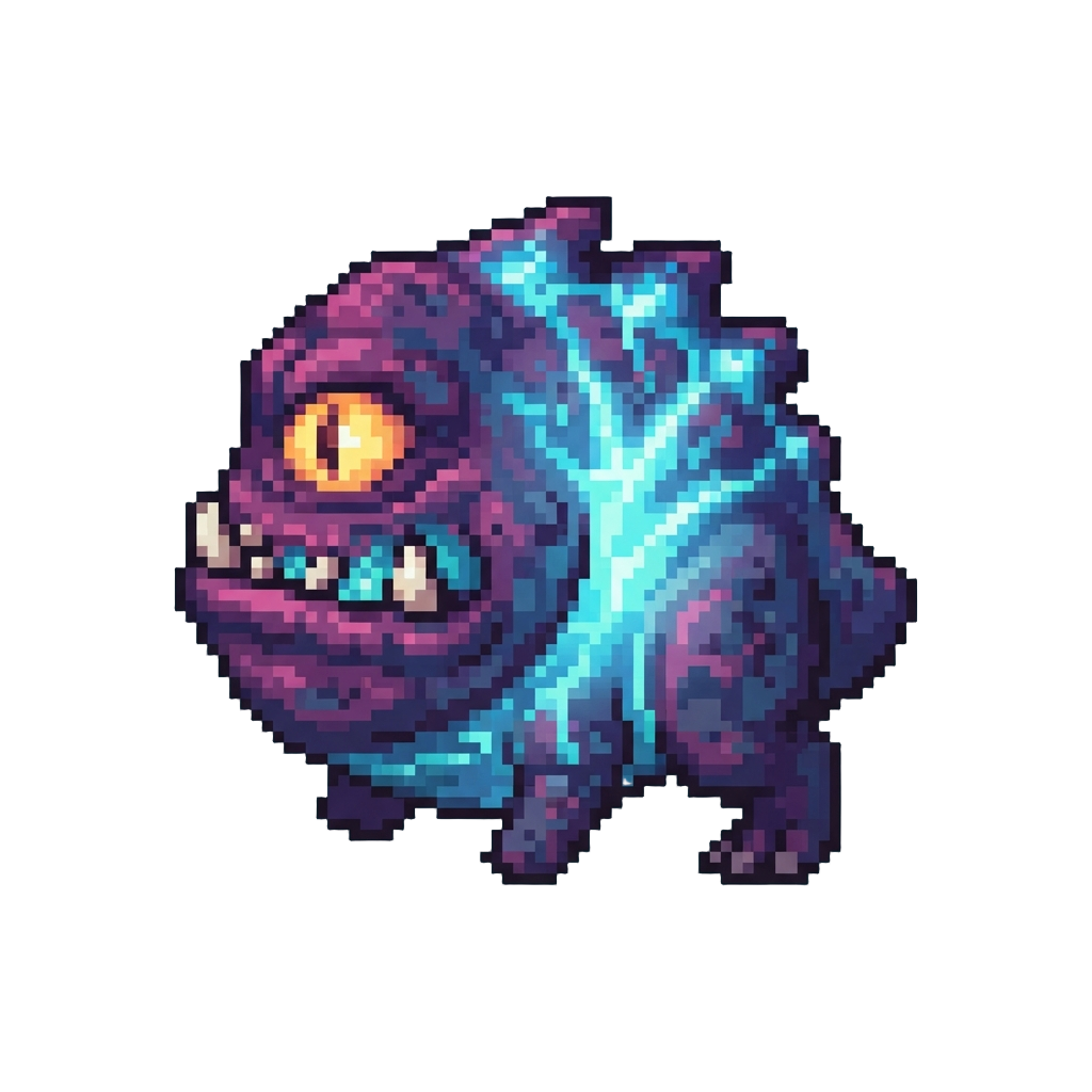 A Glowing Plasma-infused Mutant Squig Beast