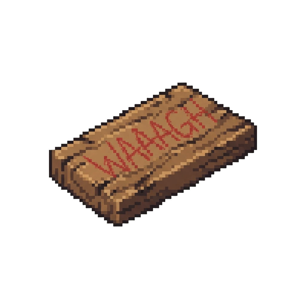 A Wooden Board with 'waaagh' Scribbled in Crayon