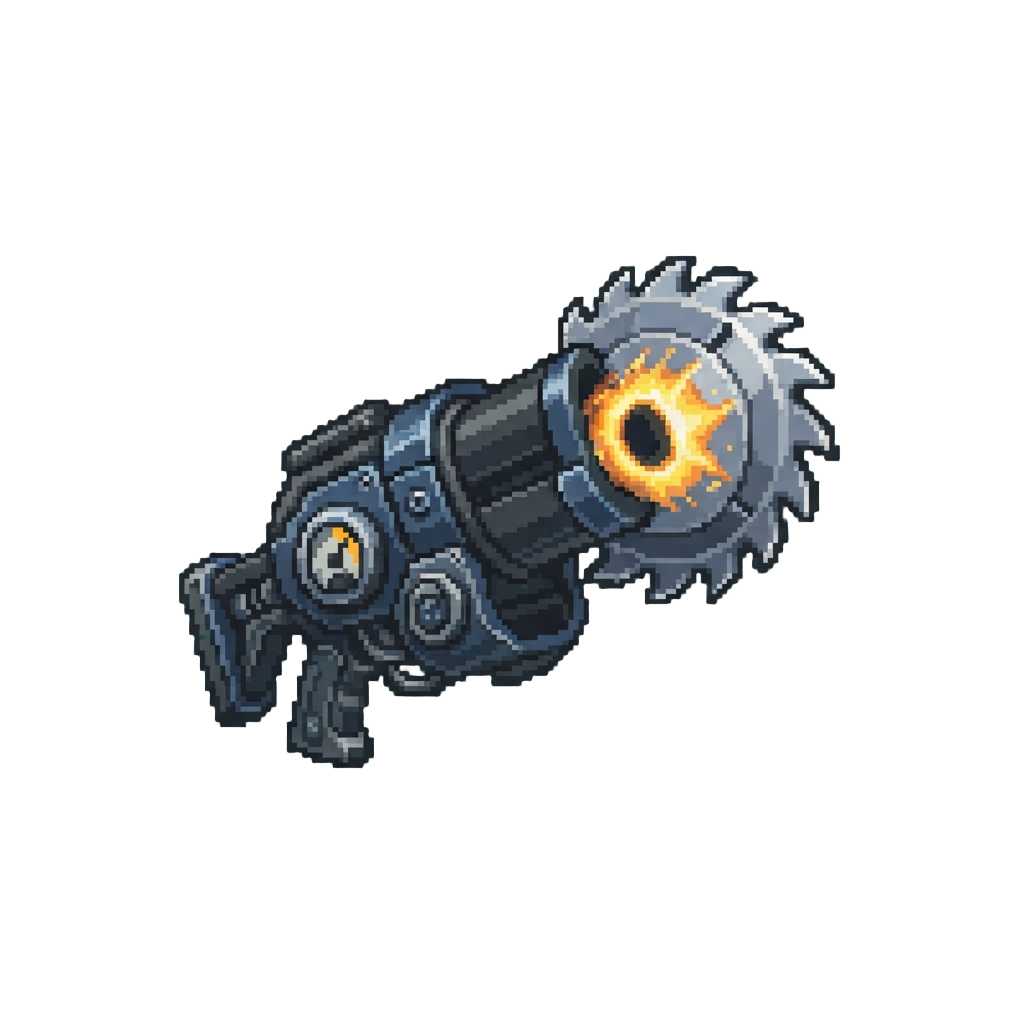 A Giant Motorized Saw-blade Cannon Charging with Power