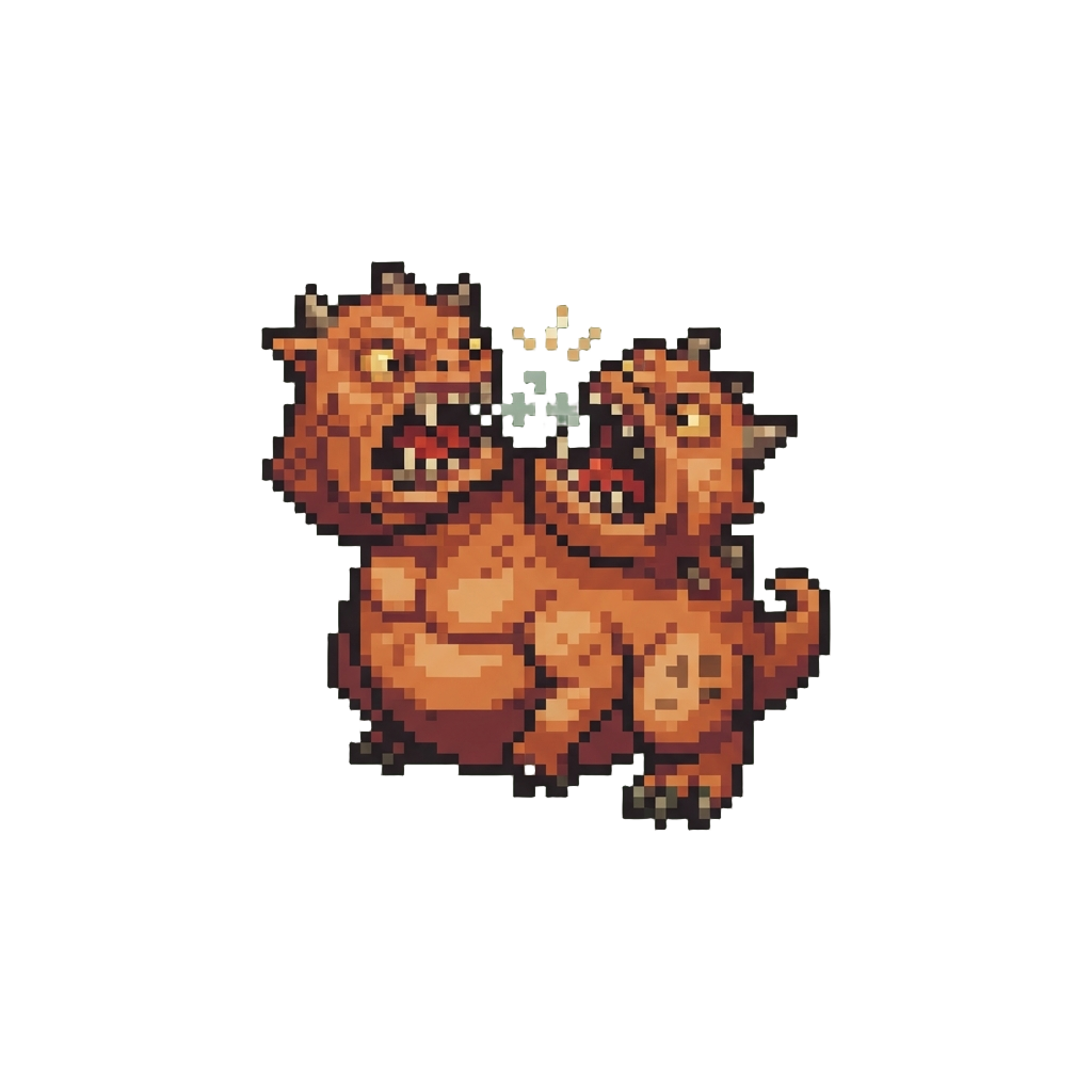 A Two-headed Squig Barking at Itself
