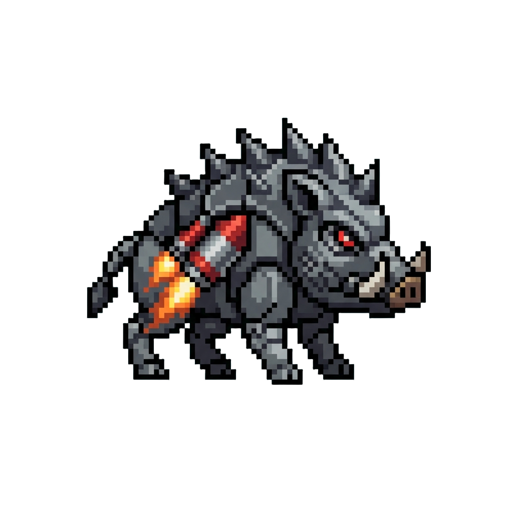 A Spiky Cyber-boar with Rocket Thrusters on Its Flanks
