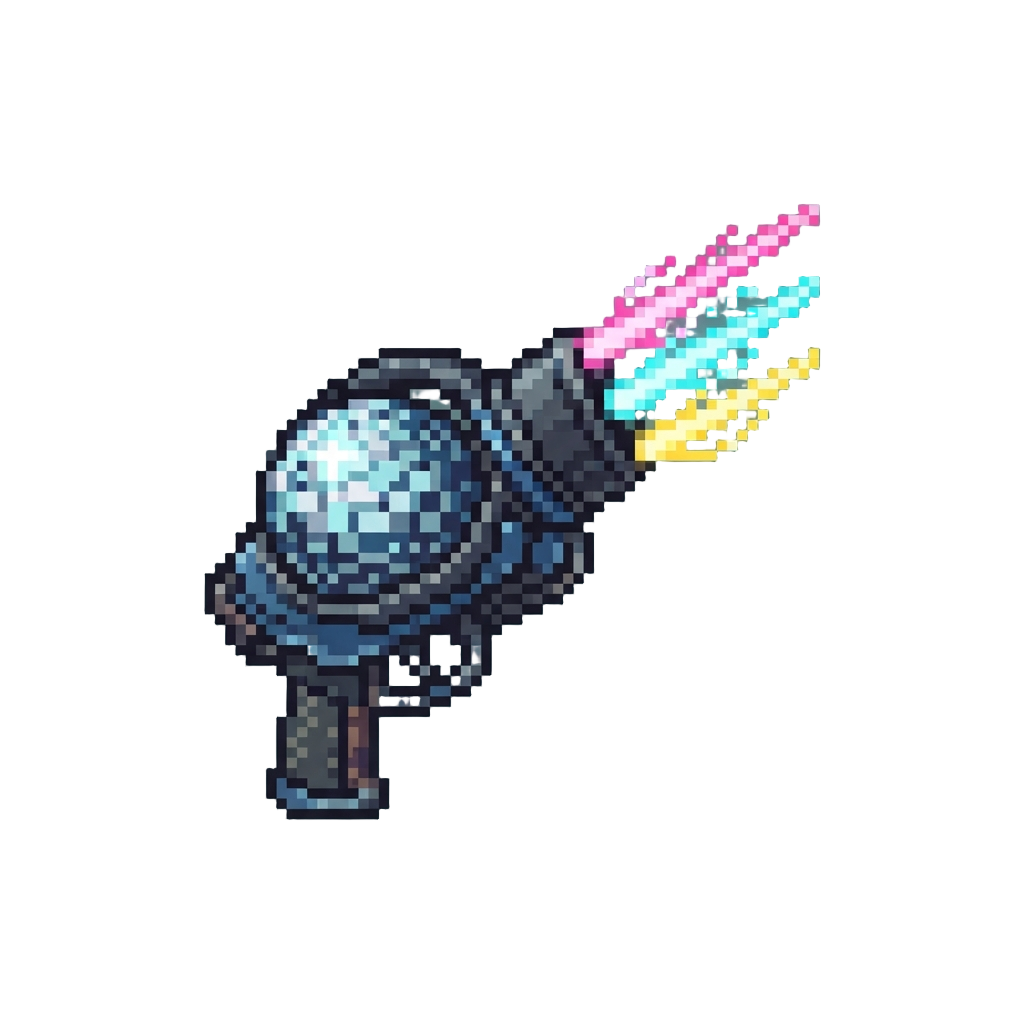 A Disco-ball Grenade Launcher Emitting Beam Lasers