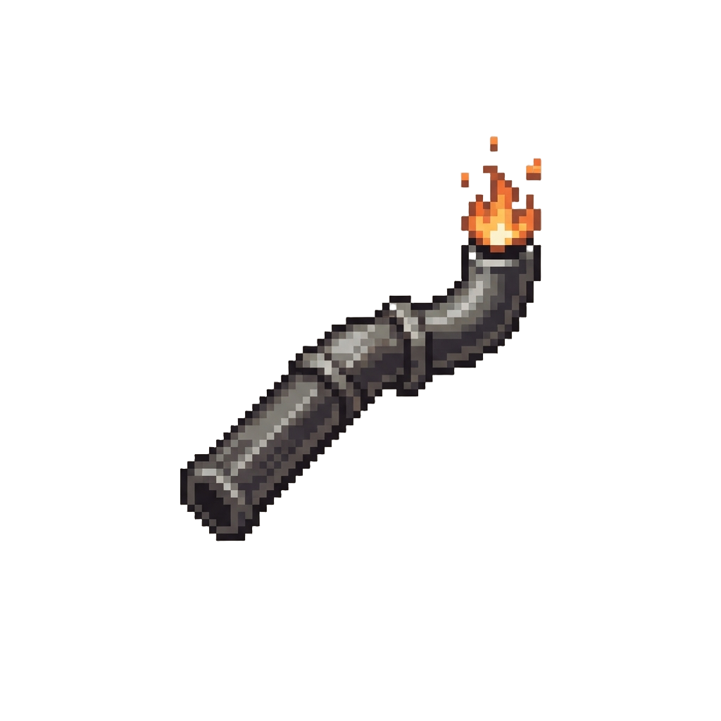 A Bent Metal Pipe Shooting Tiny Flames