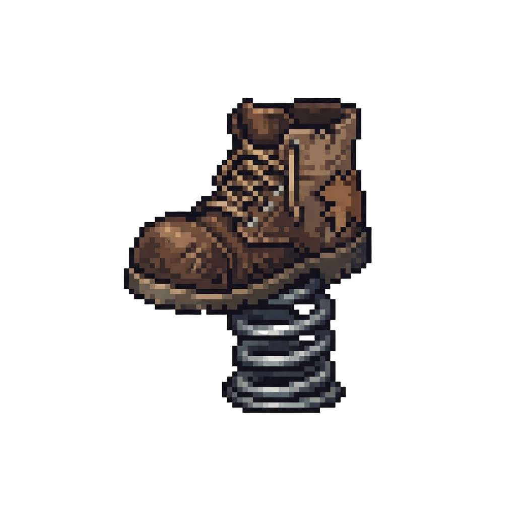 A Single Mismatched Boot Attached to a Spring