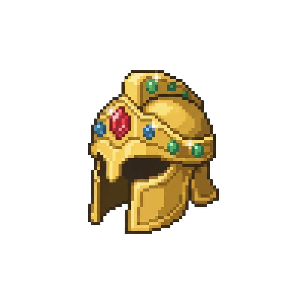 A Pristine Golden Helmet Adorned with Shiny Jewels