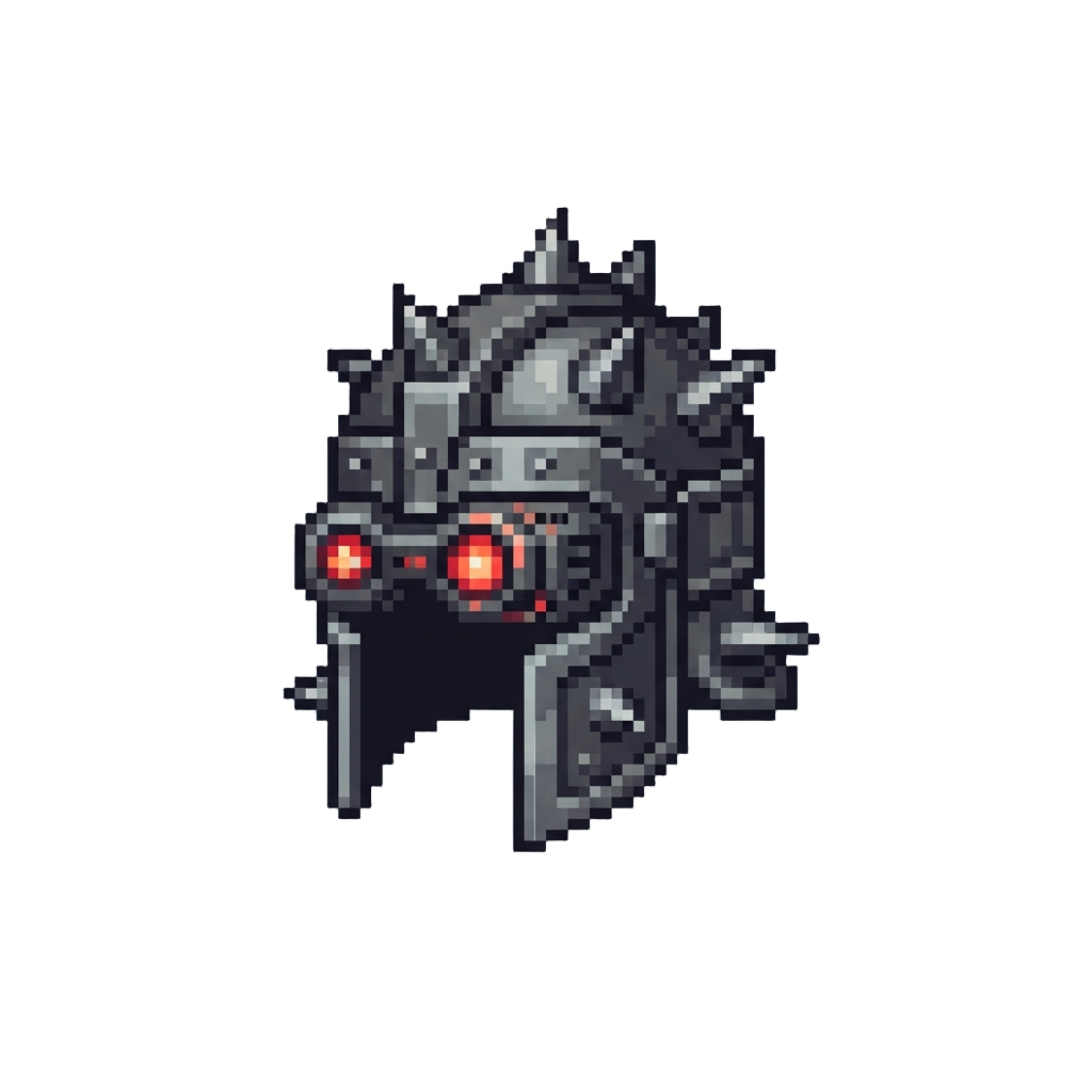 A Spiky Metal Helmet with Built-in Laser Goggles