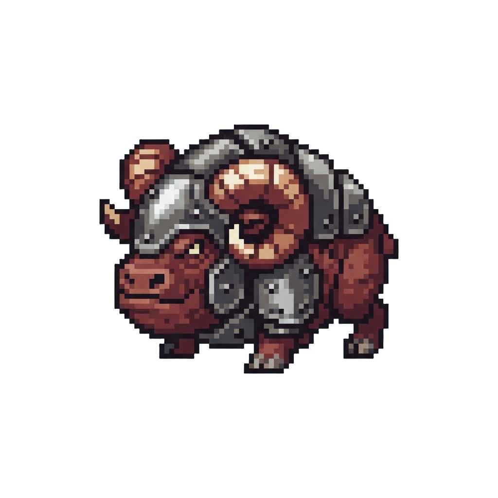 A Horn-headed Ramming Squig with Heavy Metal Plating