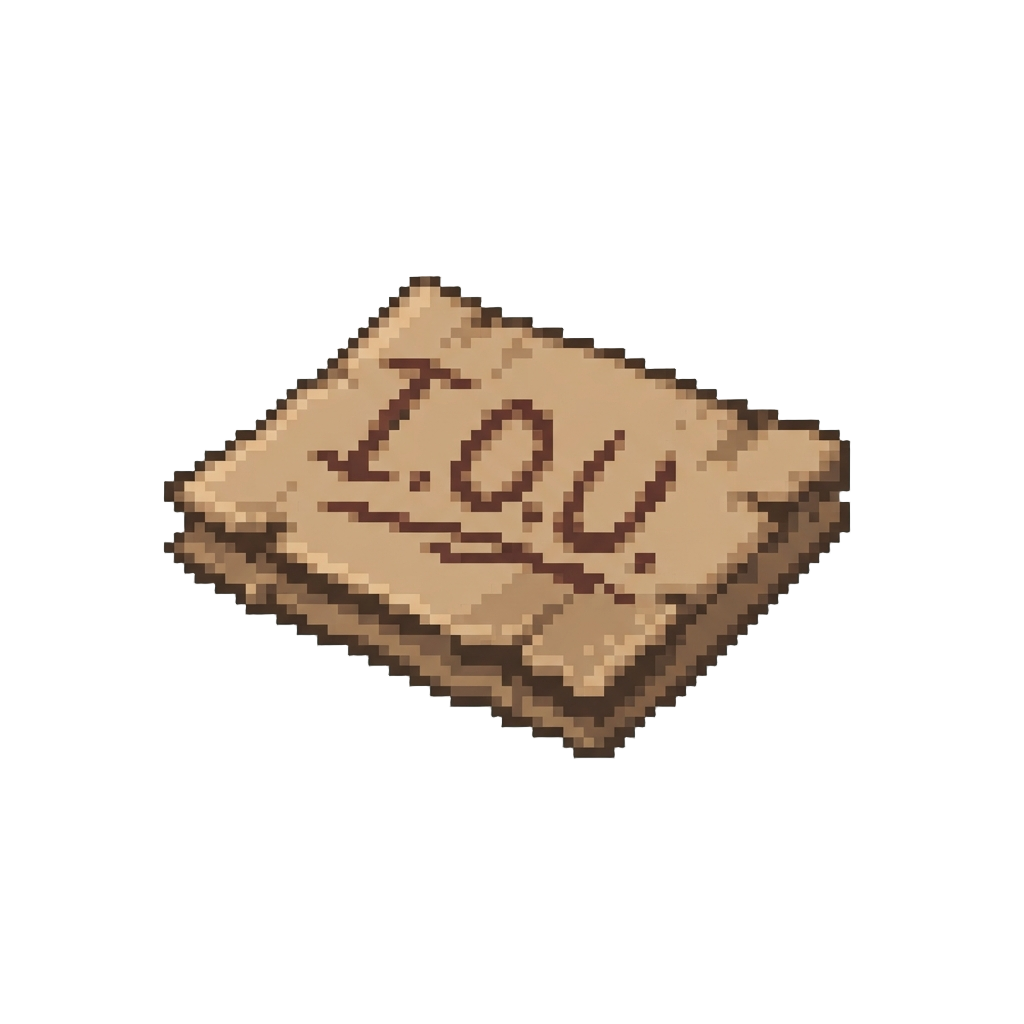 A Piece of Cardboard with 'i.o.u.' Scribbled on It by a Disorderly Grot