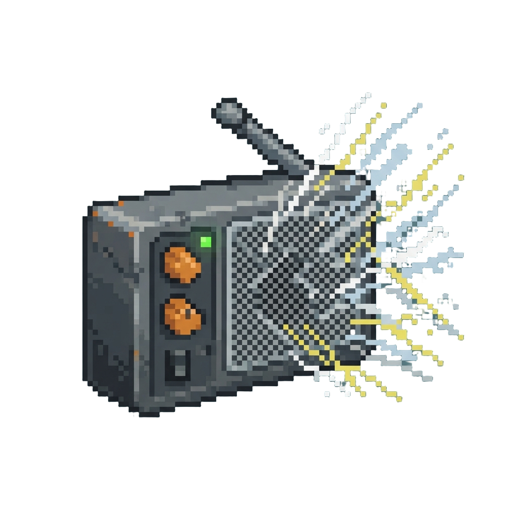 A Crude Radio That Blasts Loud Static Screeching