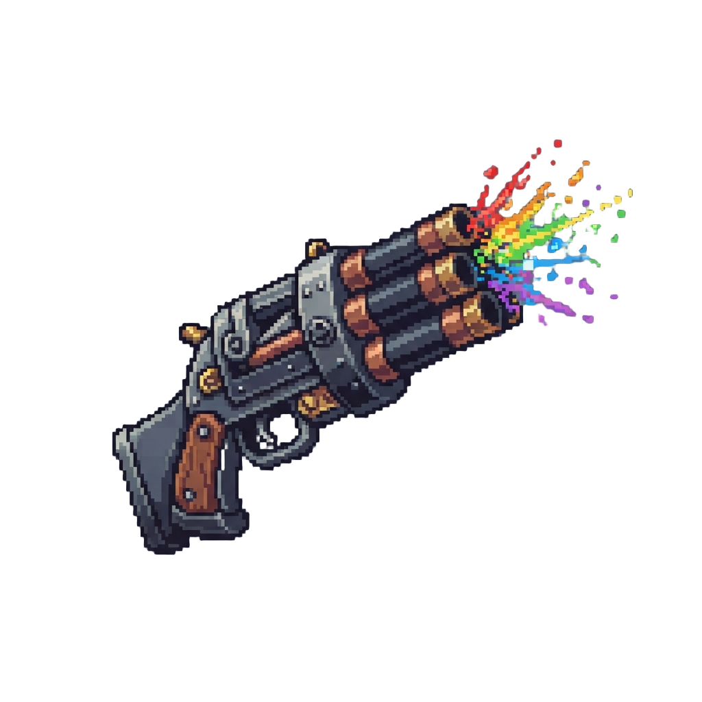 A Quad-barrel Super-shoota Shooting Wild Rainbow Sparks
