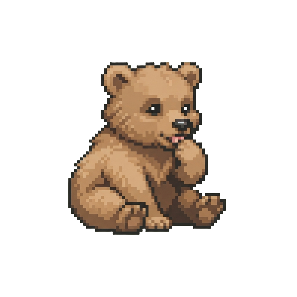 A Fluffy Baby Bear Cub Sucking Its Paw