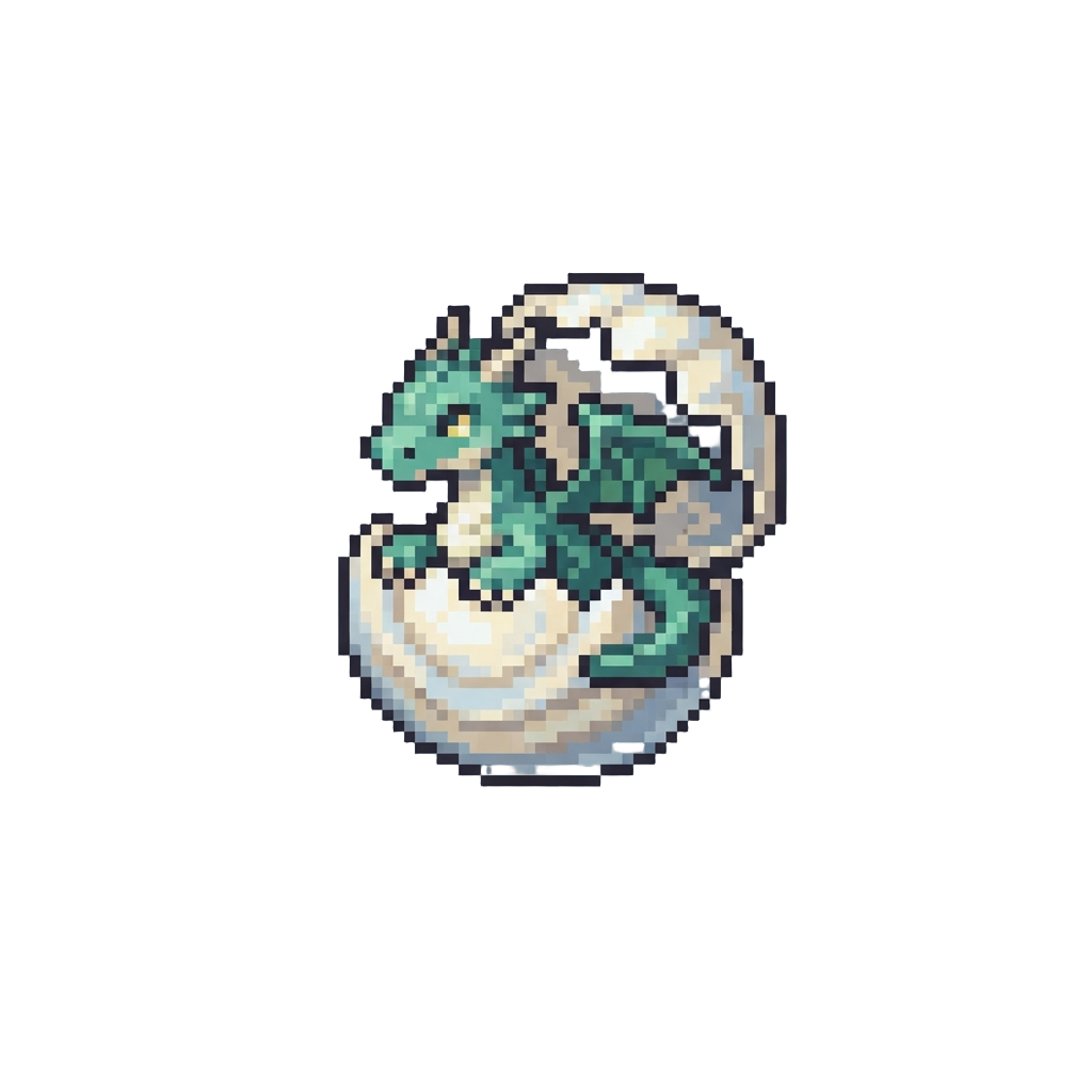 A Tiny Dragon Hatching From a Pearl Shell