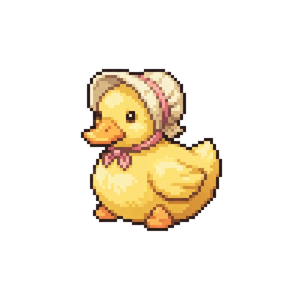 A Chubby Little Baby Duckling in a Bonnet