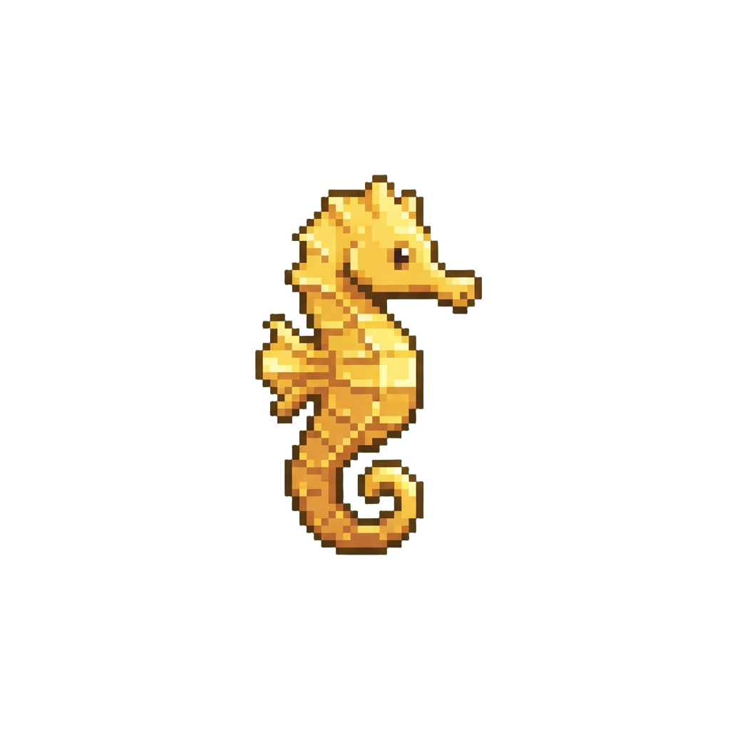 A Tiny Glowing Golden Seahorse