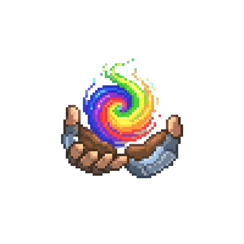 Radiant Rainbow Energy Swirling in Their Hands